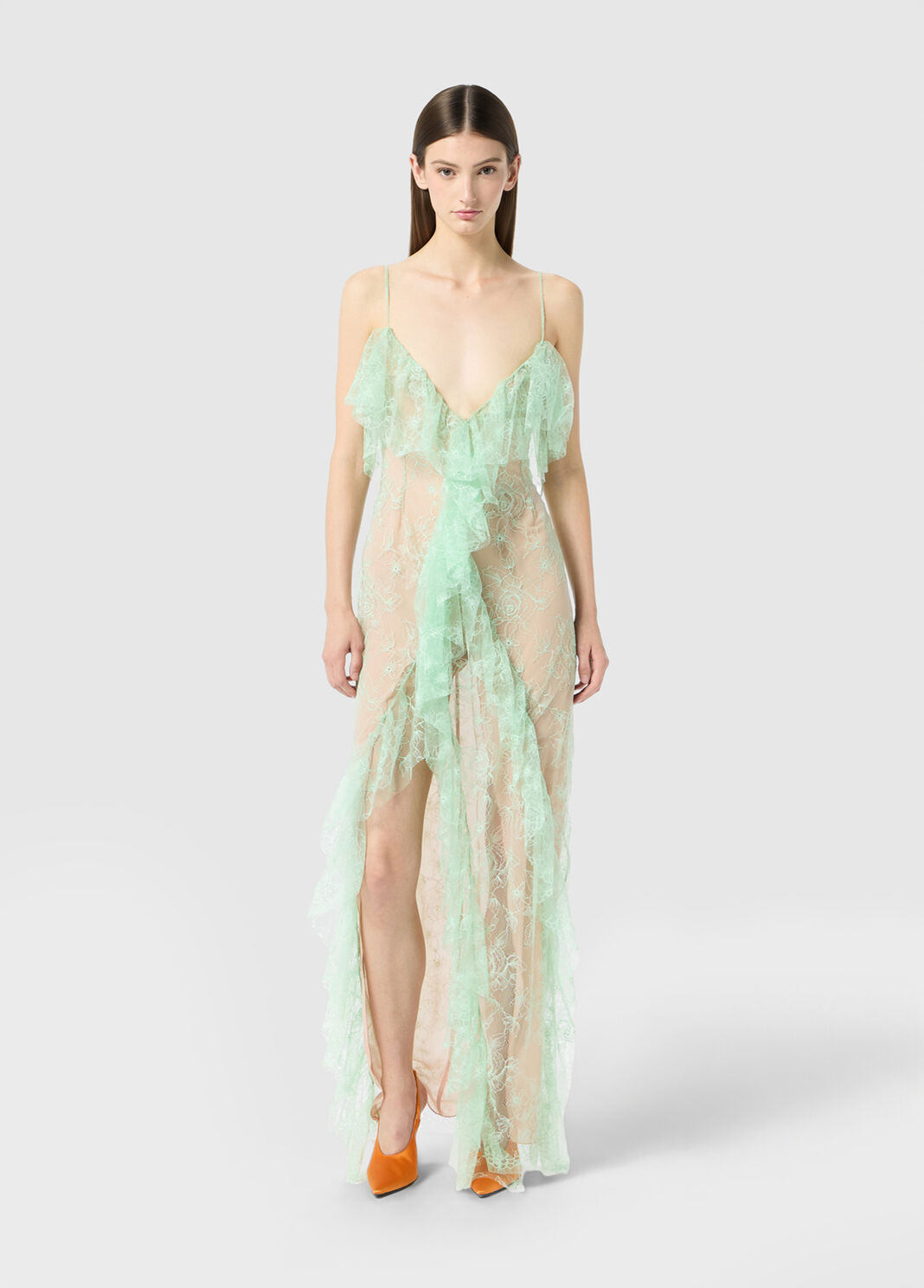 Long lace dress with flounce and slit  Blumarine - large image number 3