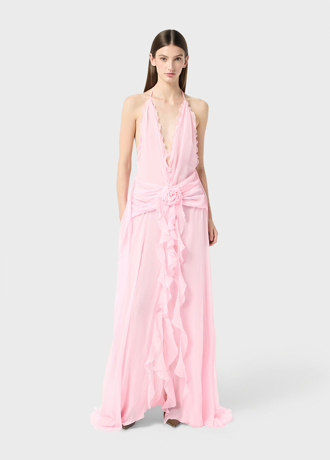 Silk georgette dress with 3d rose and ruffles  Blumarine - large image number 3