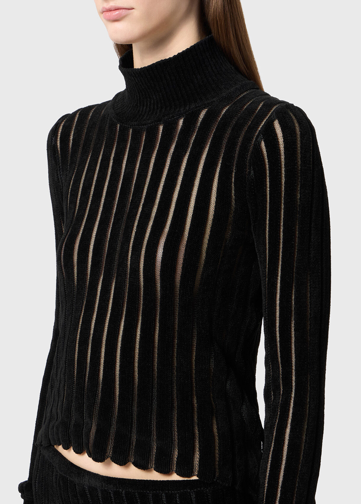 Ribbed see-through knit turtleneck - Blumarine