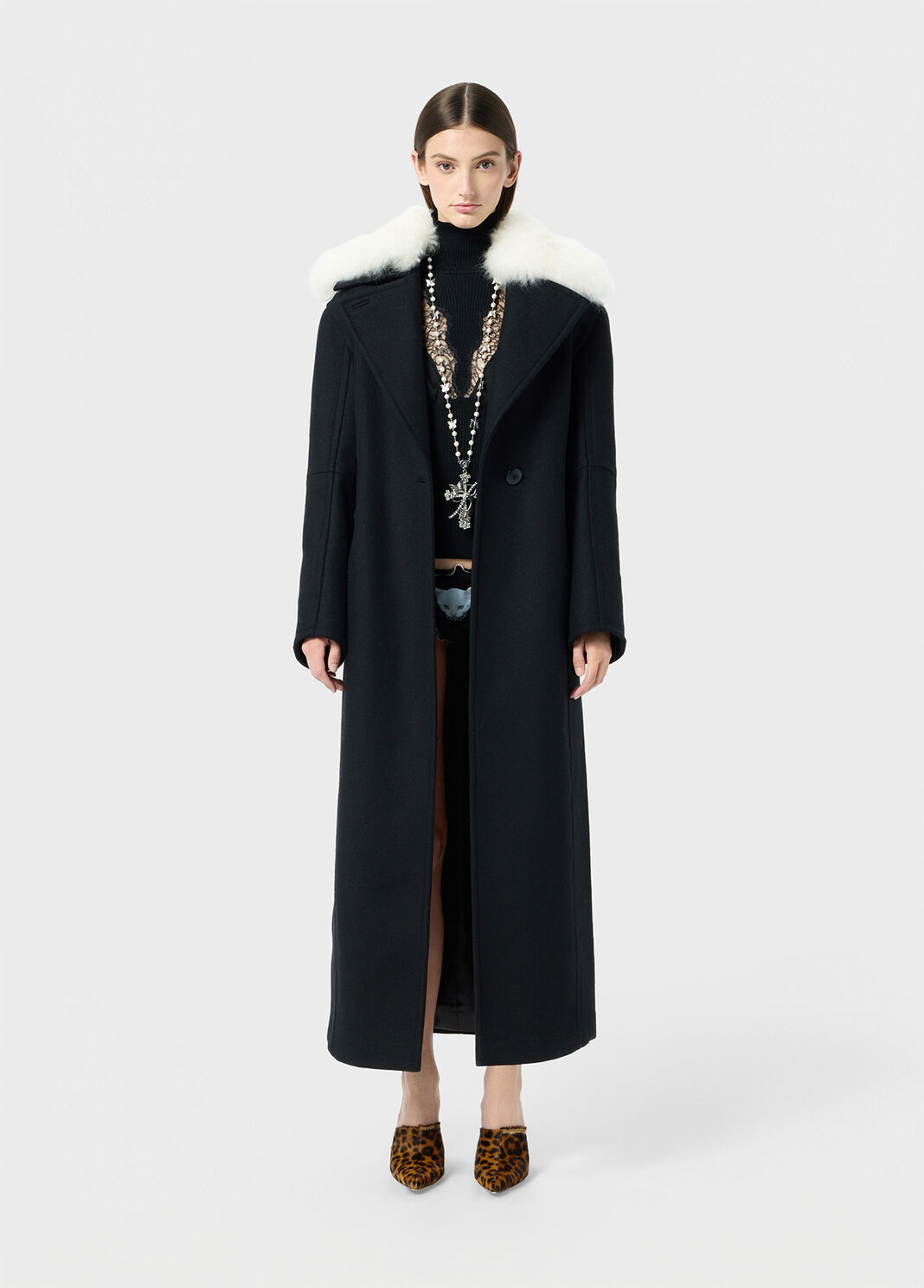 Stretch ribbed sweater with lace and satin inserts  Blumarine - large image number 3