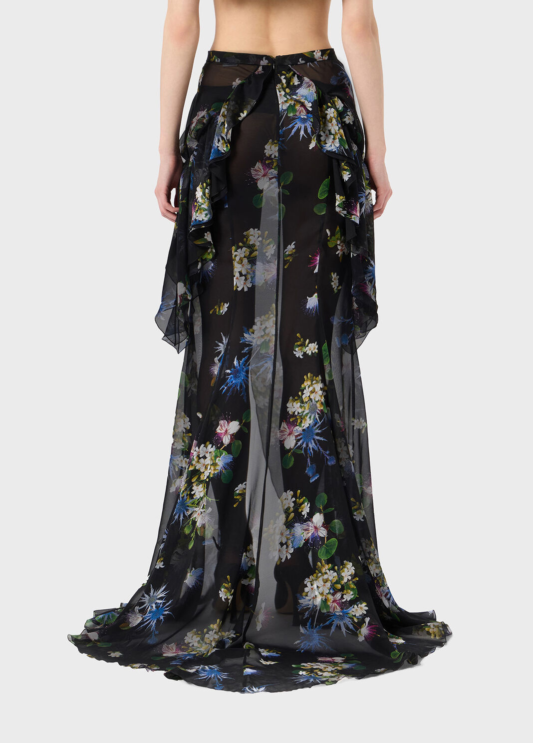 Falda de gasa de seda estampada con volantes  Blumarine - large image number 1