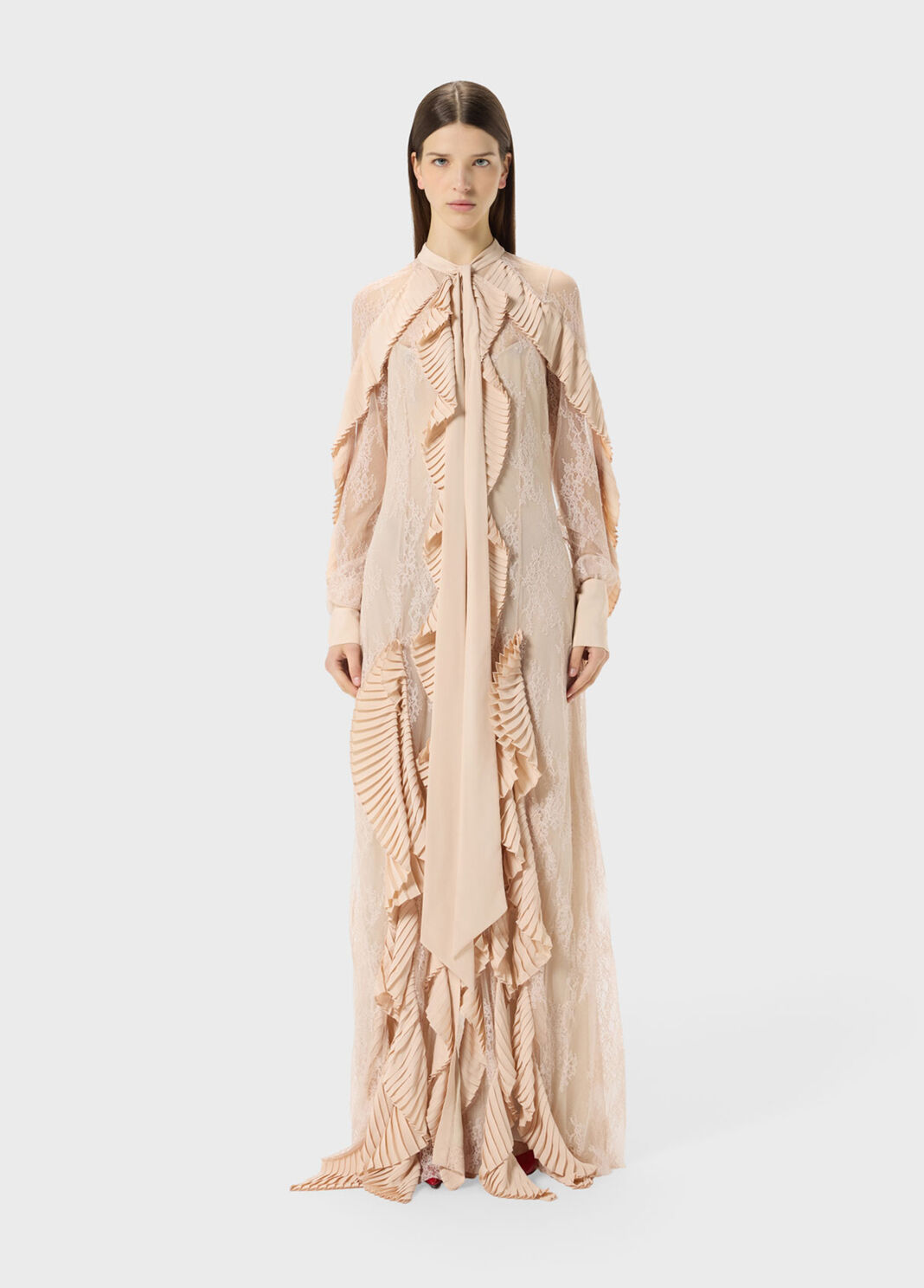 Lace shirt dress with pleated flounce  Blumarine - large image number 0
