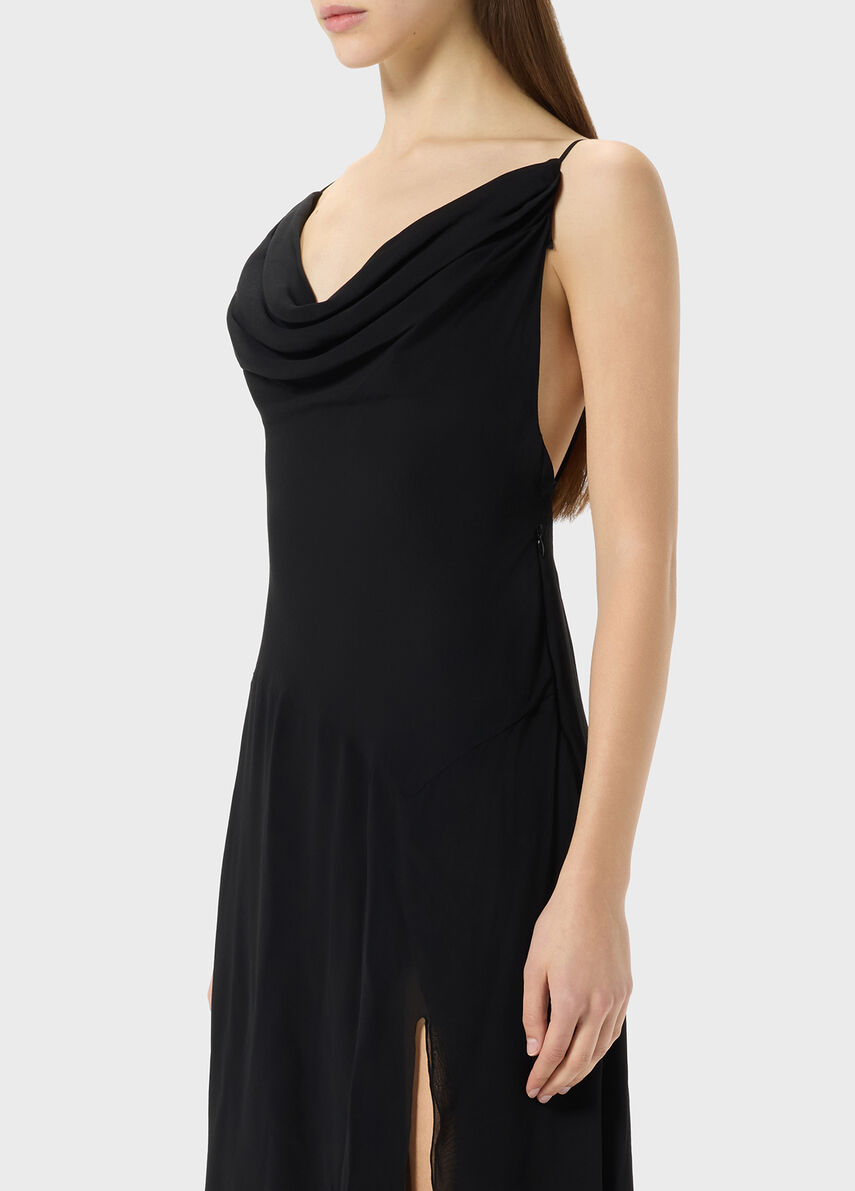 Long georgette dress with hooded neckline - Blumarine