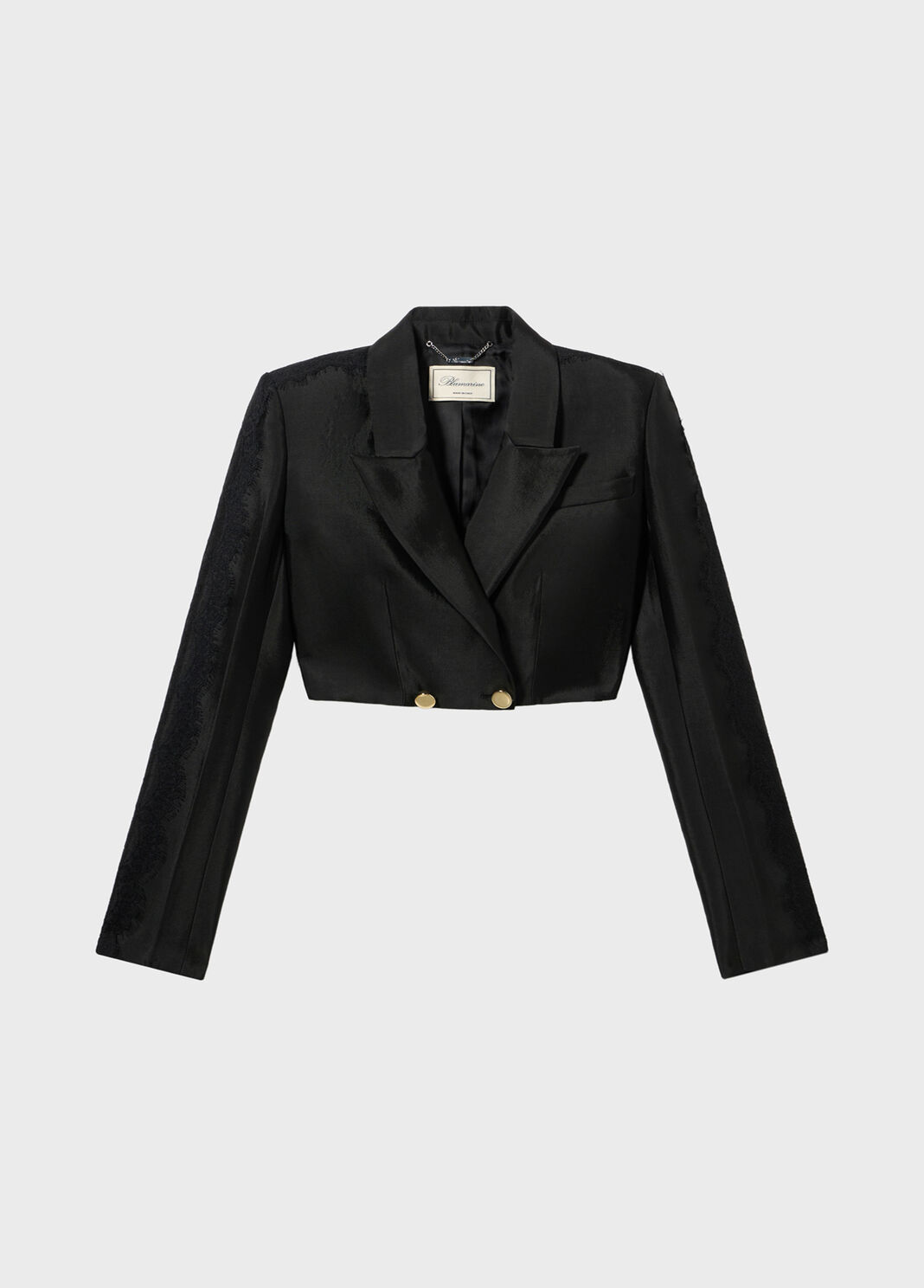 Double-breasted cropped jacket with lace  Blumarine - large image number 4
