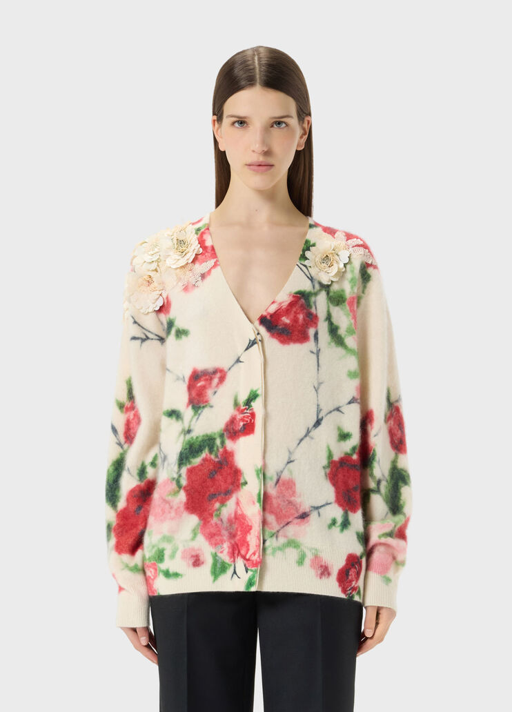 Cashmere and wool cardigan with 3D flower print  Blumarine - medium