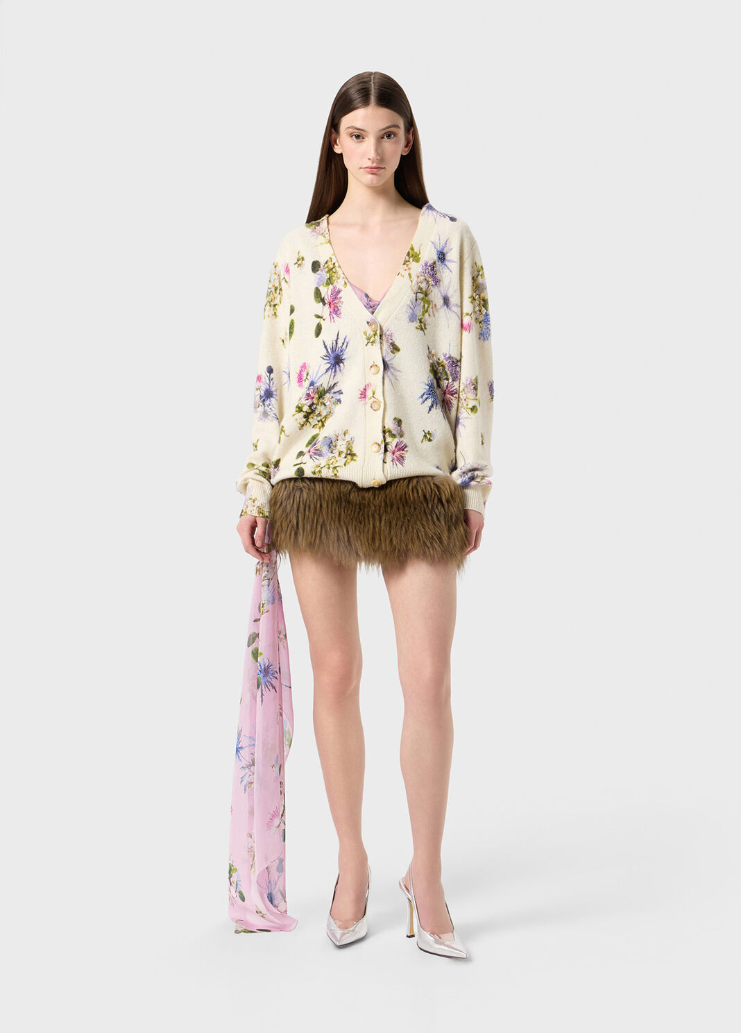 Wool cardigan with bouquet print and embroidery  Blumarine - large image number 3