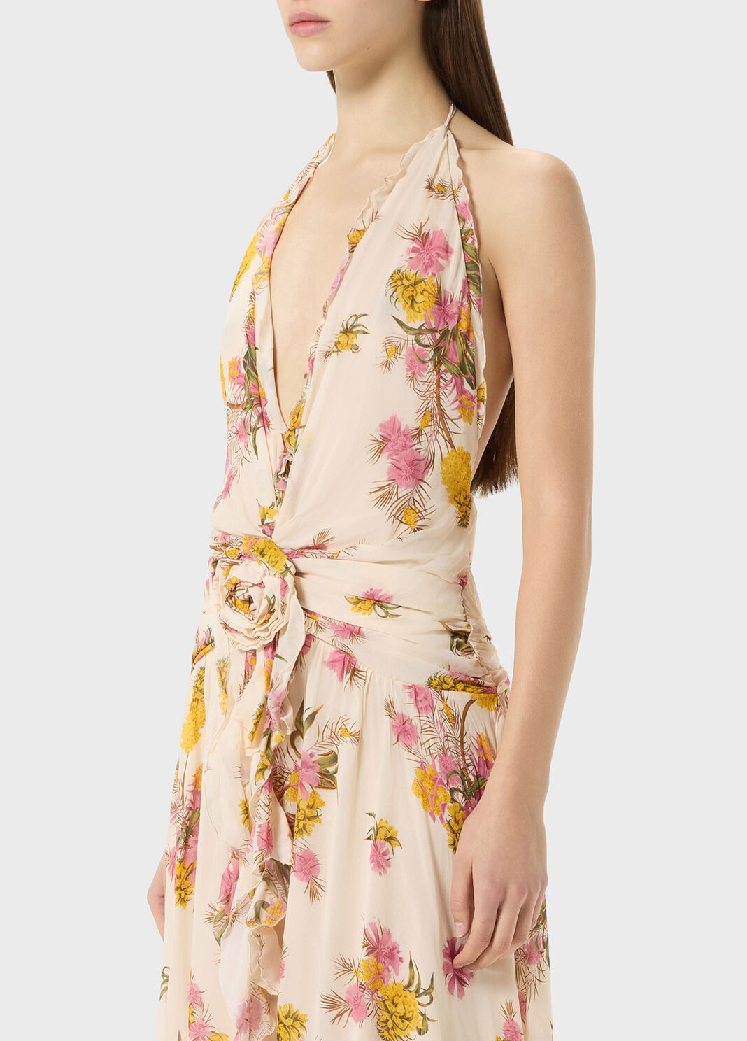 Long georgette dress with rose print  Blumarine - large image number 2