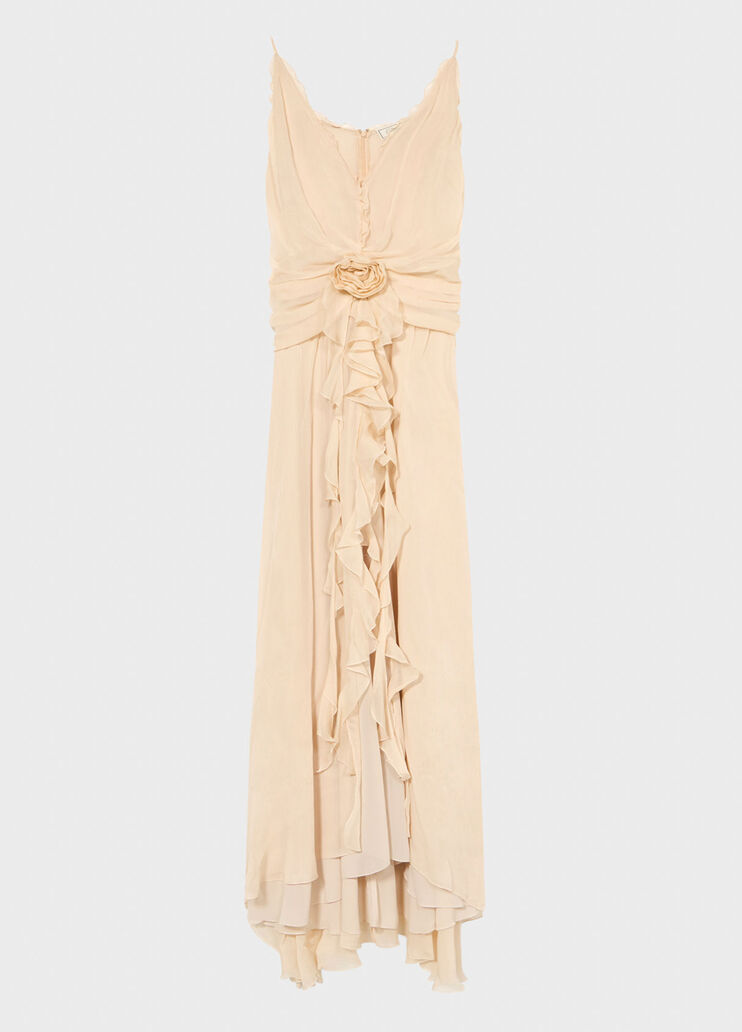 Long georgette dress with 3D rose and flounced detailing  Blumarine - medium