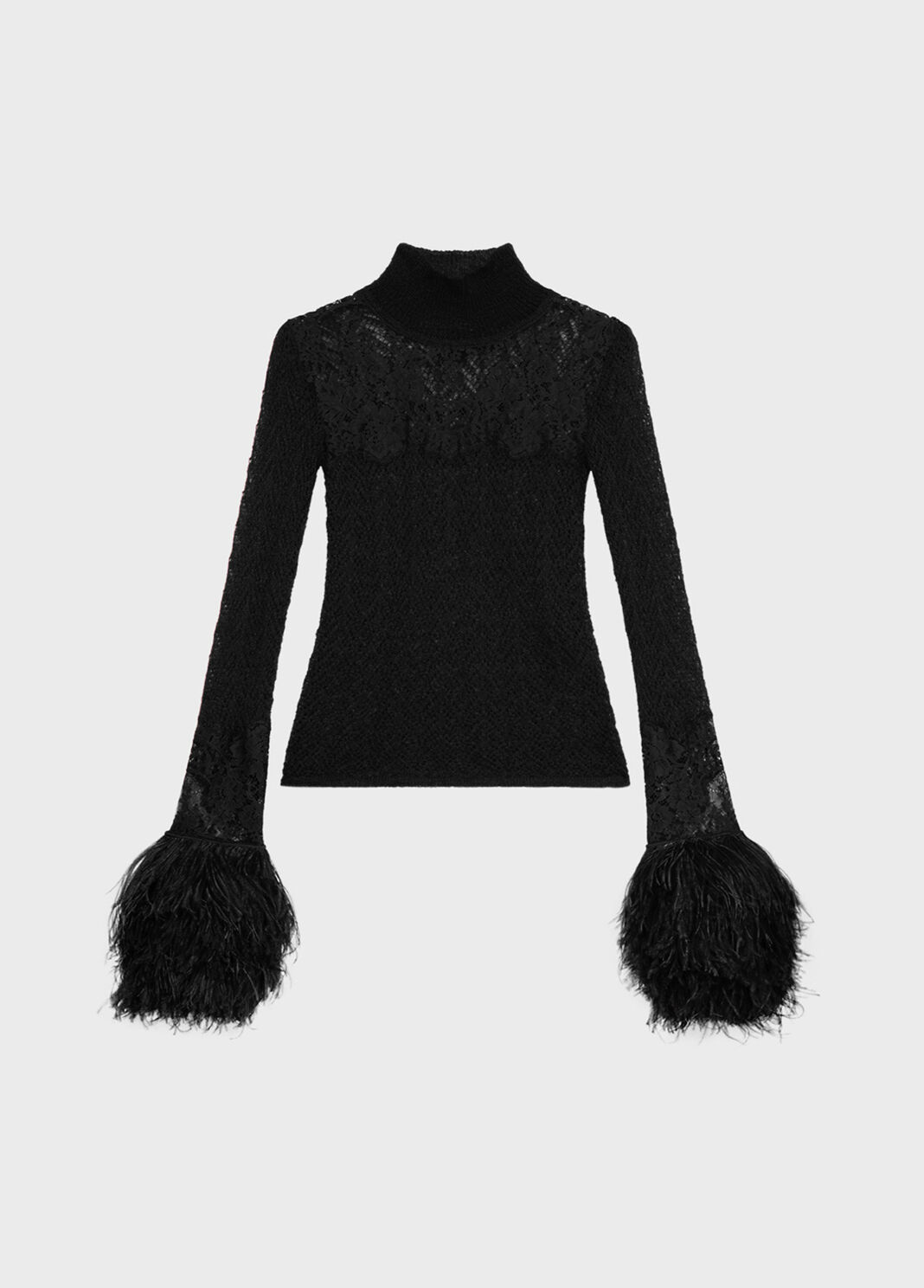 Pull ajour&eacute; avec dentelle et plumes de marabout.  Blumarine - large image number 4