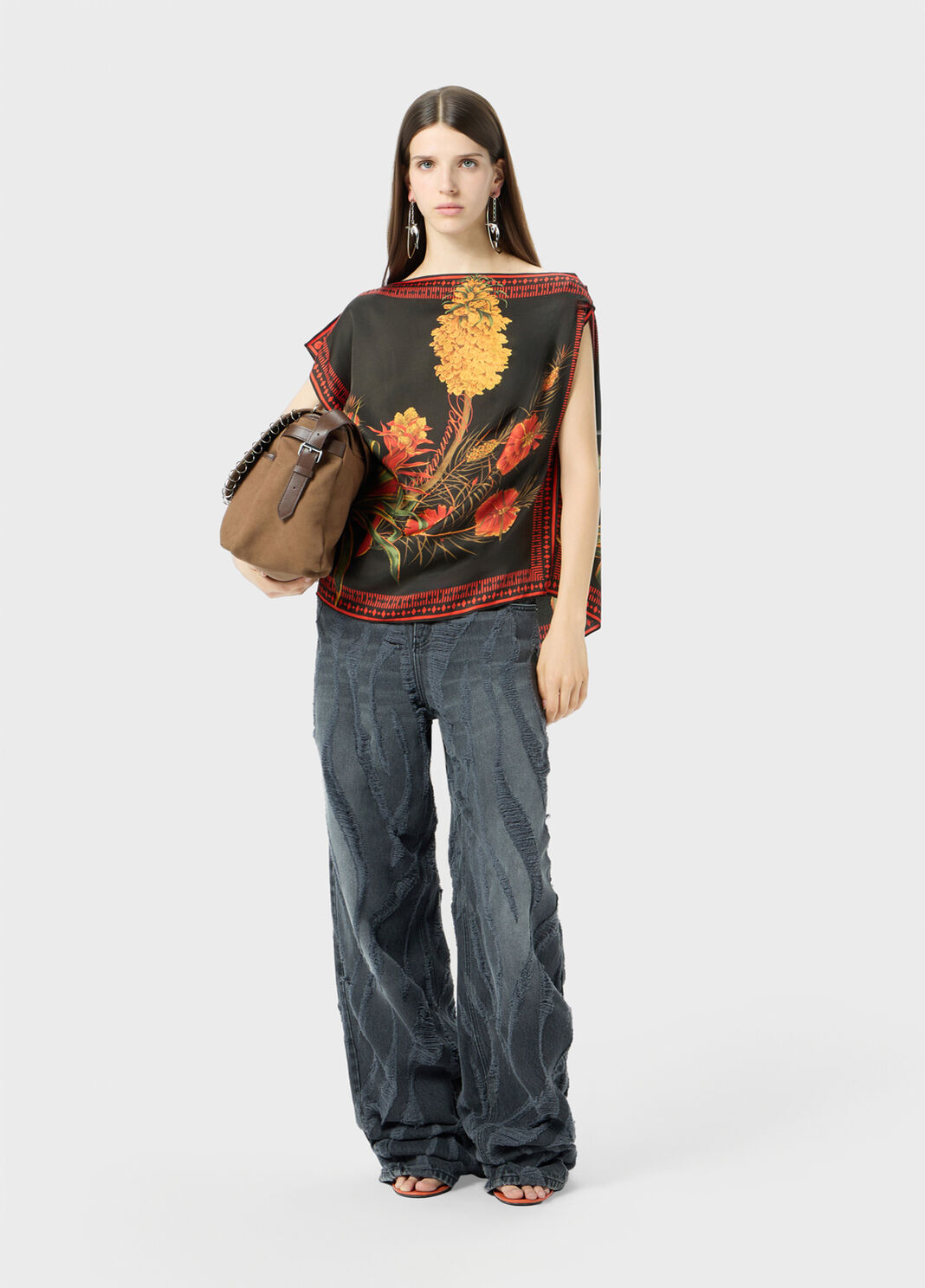 Asymmetrical printed viscose twill top  Blumarine - large image number 3