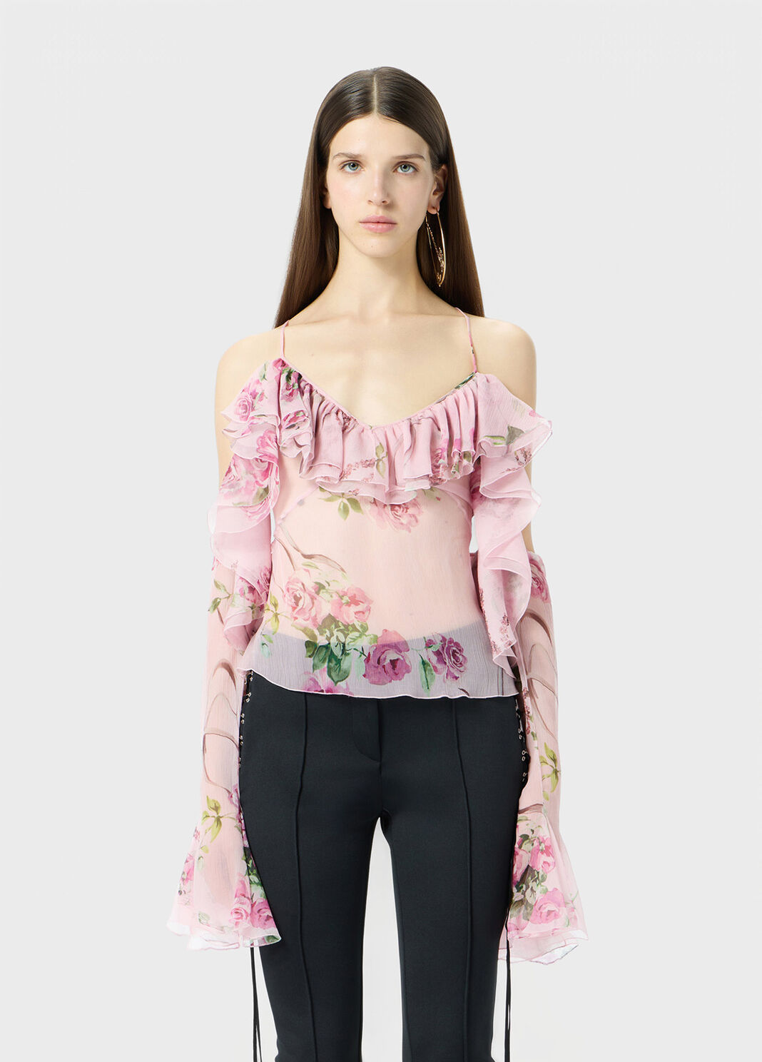 Printed silk creponne blouse with ruffles  Blumarine - large image number 0