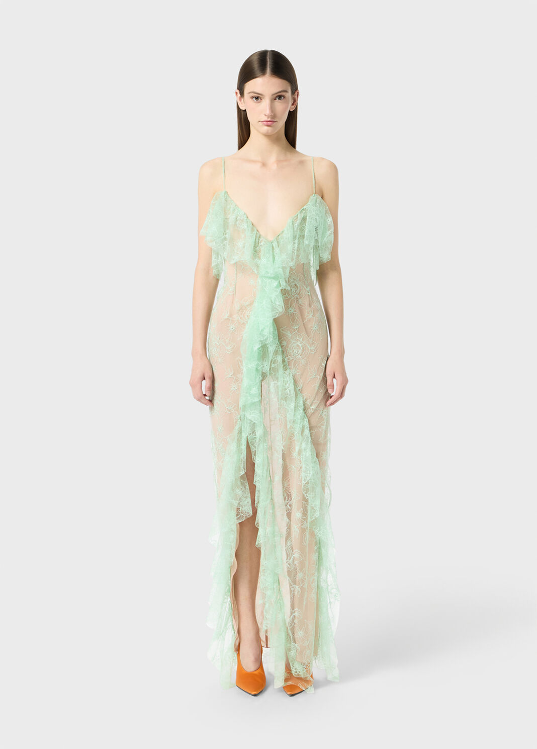 Long lace dress with flounce and slit  Blumarine - large image number 0