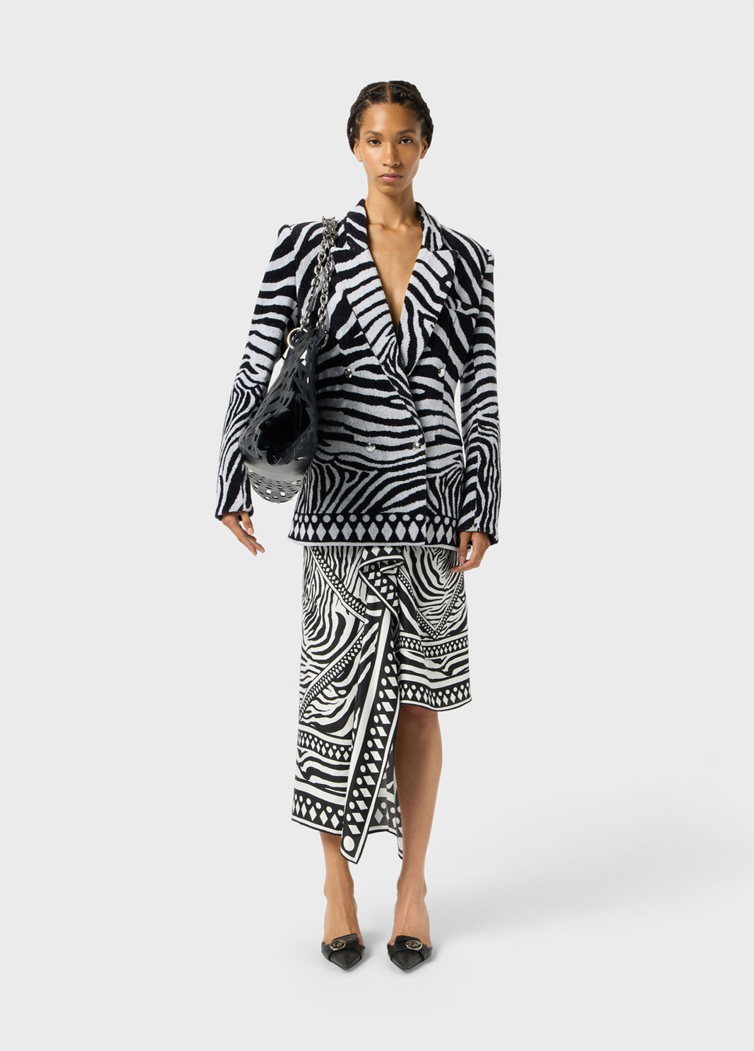 Asymmetrical twill sarong skirt with foulard print  Blumarine - large image number 3