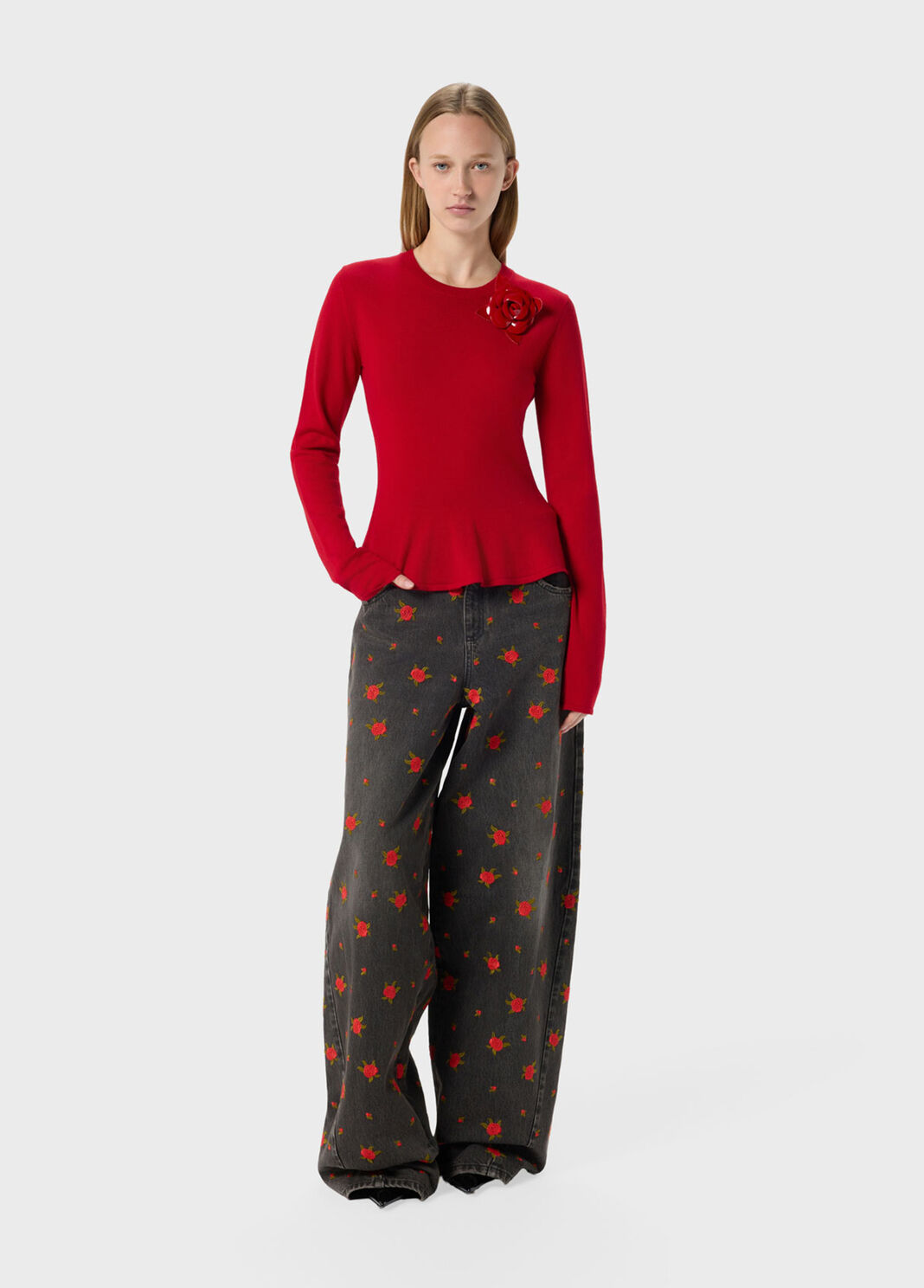 Jumper with patent leather brooch and undulated hem  Blumarine - large image number 3