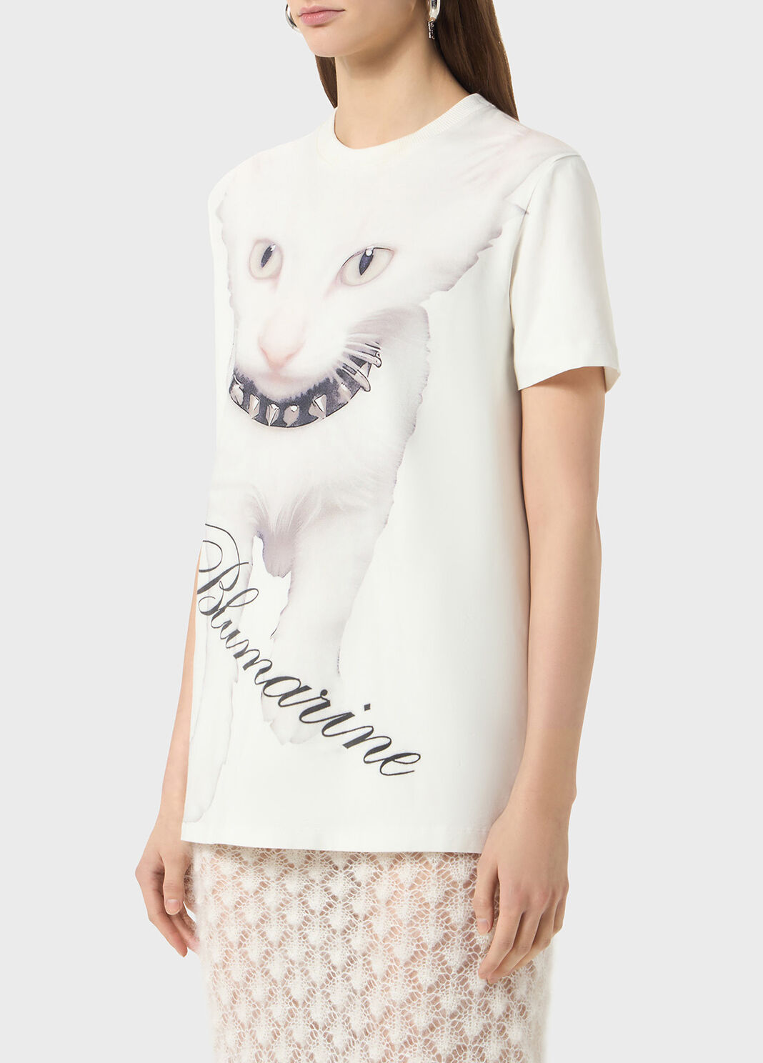 Jersey t-shirt with kitten print and logo  Blumarine - large image number 2