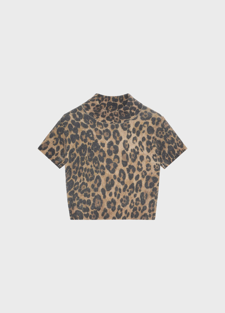 Grandad neck sweater with animal-print  Blumarine - medium Grandad neck sweater with animal-print  Blumarine - medium