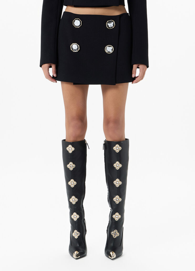 Short cady cr&ecirc;pe skirt with jewel buttons  Blumarine - medium