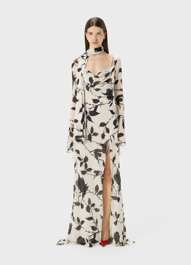 Long georgette dress with rose print  Blumarine - medium