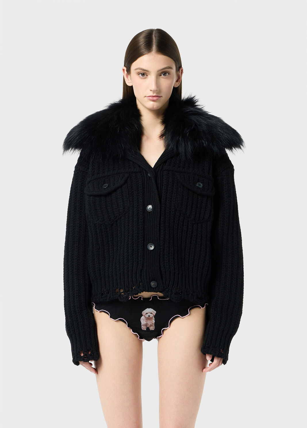 Cardigan en laine avec col en fourrure  Blumarine - large image number 0