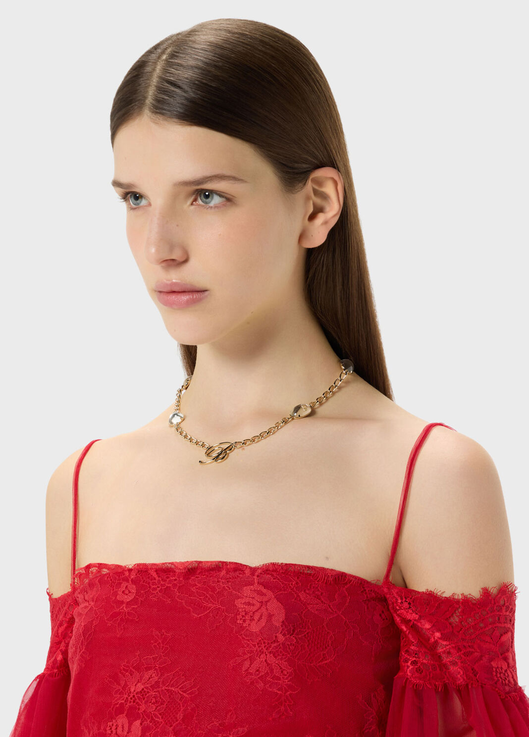 Brass necklace with gemstones and B monogram  Blumarine - large image number 3
