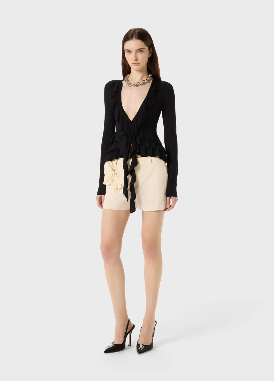 Gabardine shorts with butterfly  Blumarine - large image number 3