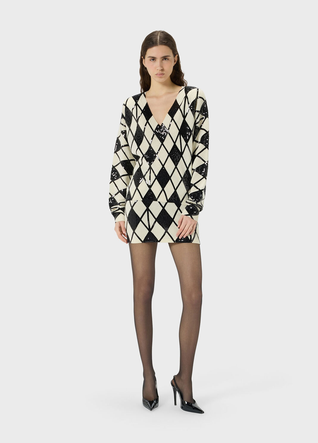Short diamond-knit wool and cashmere skirt with sequins  Blumarine - large image number 3