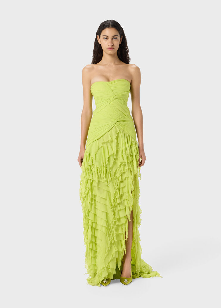 Long georgette dress with twisted bodice and ruffles  Blumarine - medium