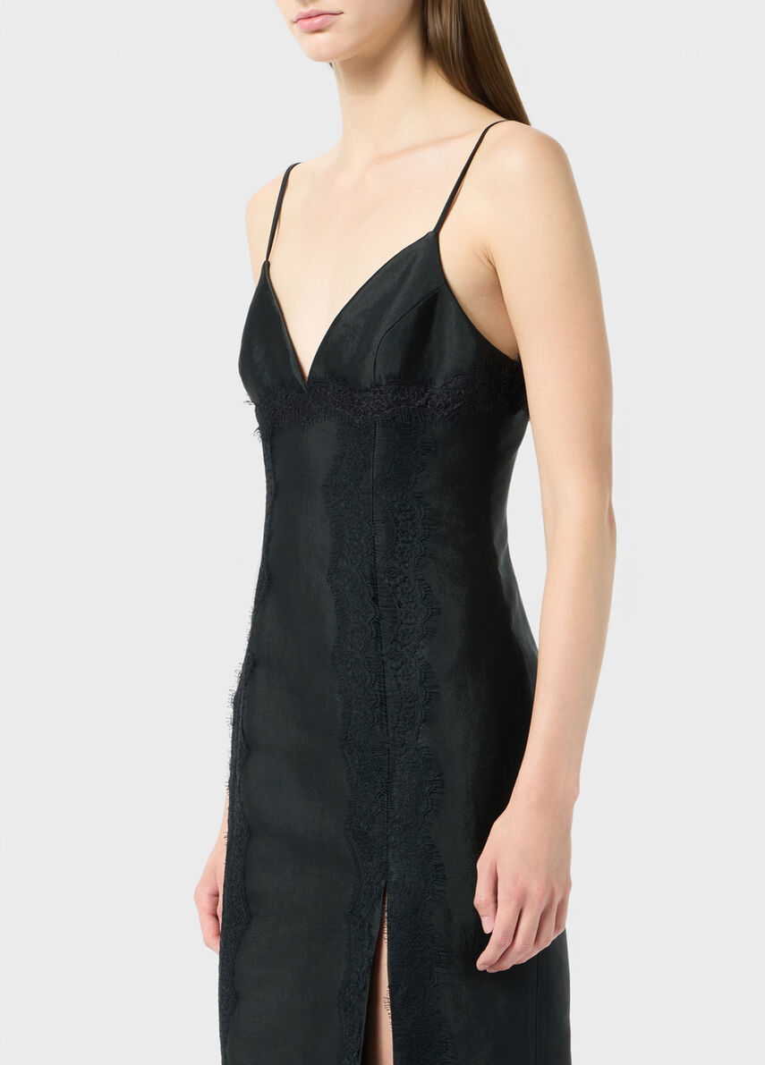 Pencil dress with lace and slit - Blumarine