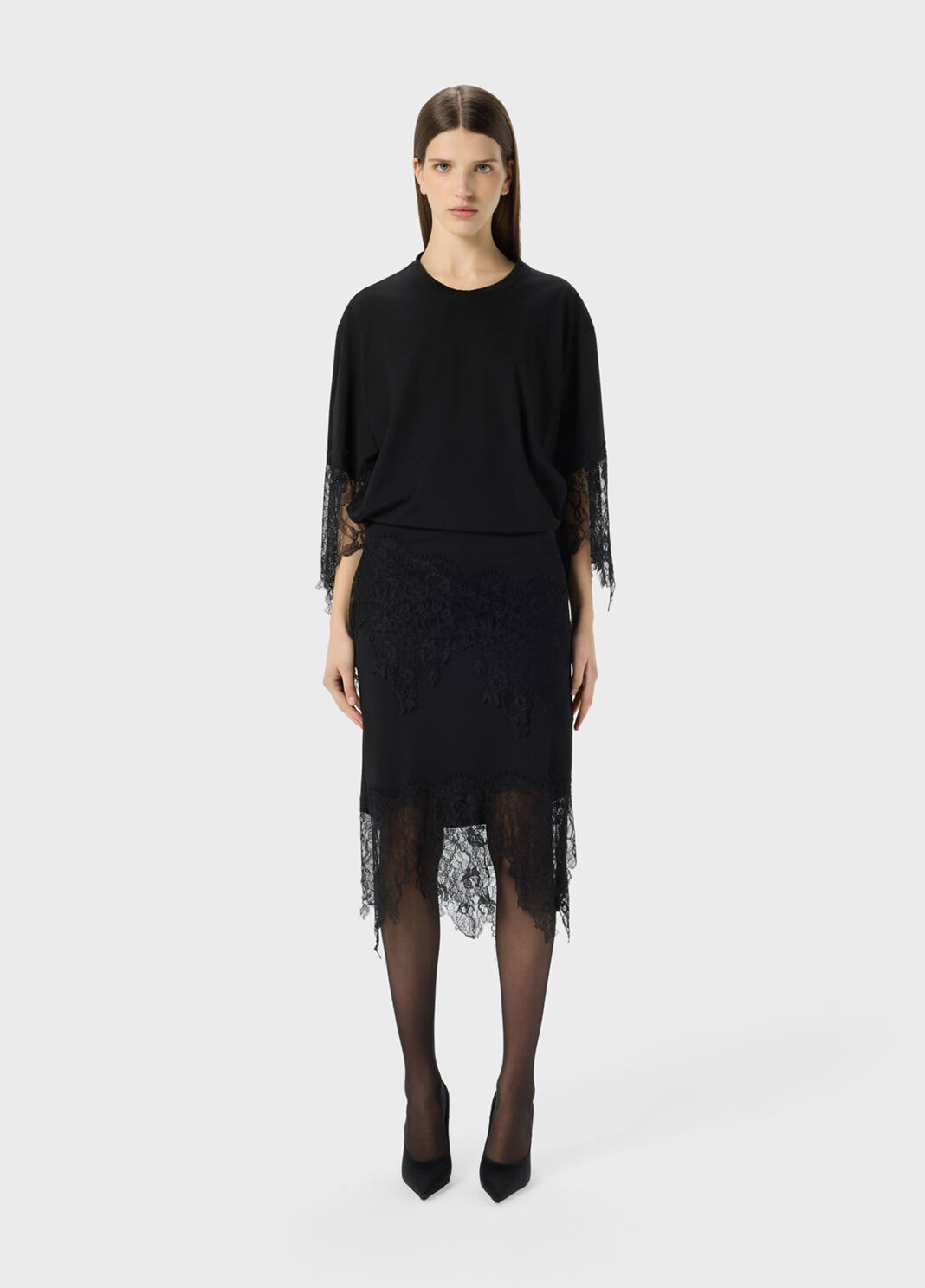 Abito in jersey con balze in pizzo Chantilly  Blumarine - large image number 0