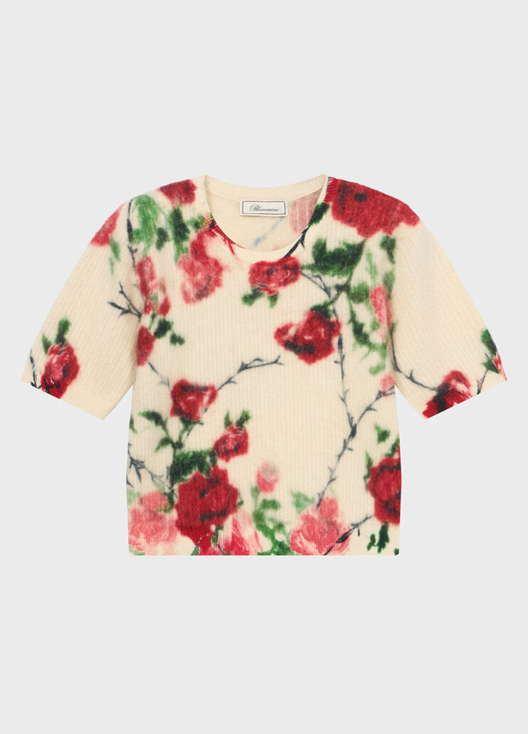 Pull imprim&eacute; en laine et cachemire c&ocirc;tel&eacute;  Blumarine - medium