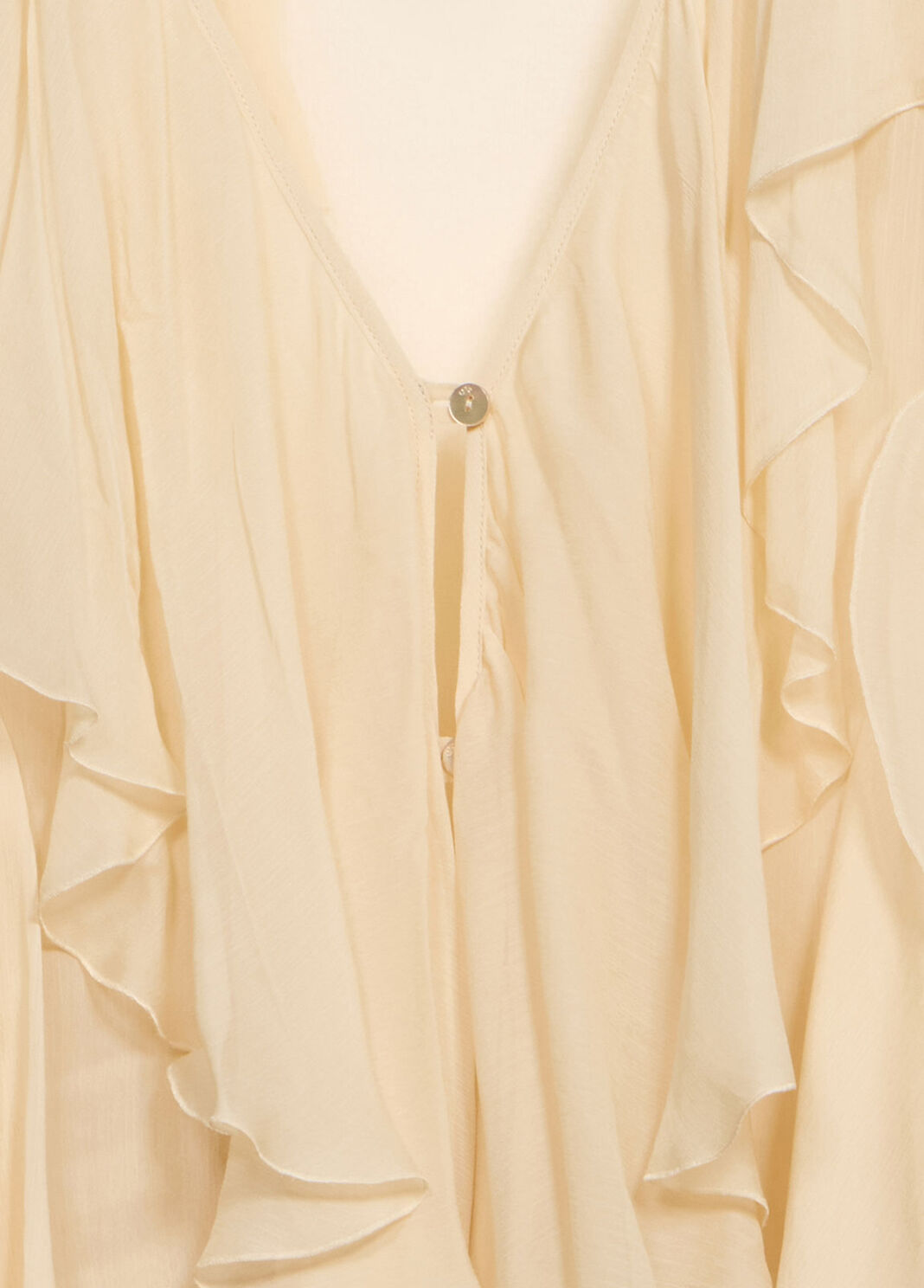 Blouse en cr&ecirc;pe de chine avec large col et volant  Blumarine - large image number 6