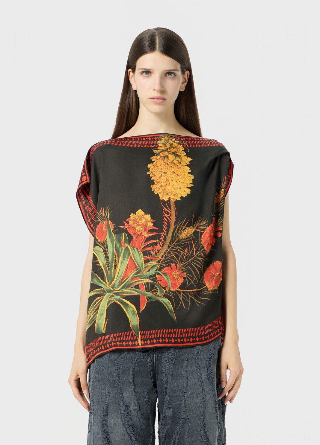 Asymmetrical printed viscose twill top  Blumarine - large image number 0