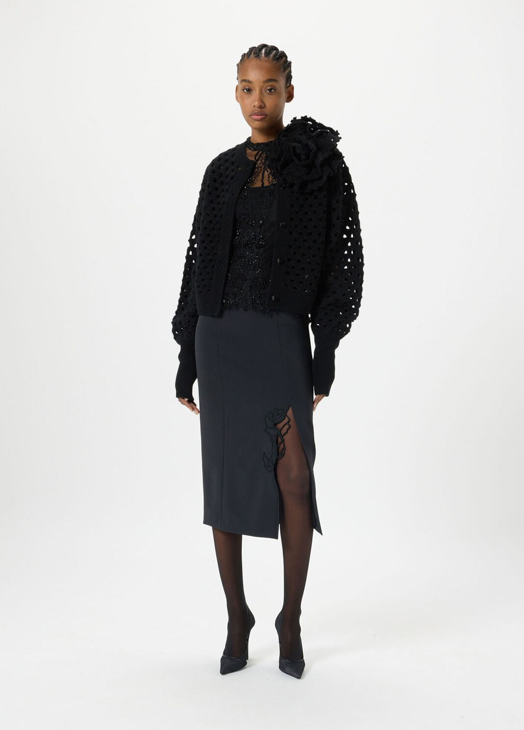 Stretch lace jumper with embroidery  Blumarine - large image number 3