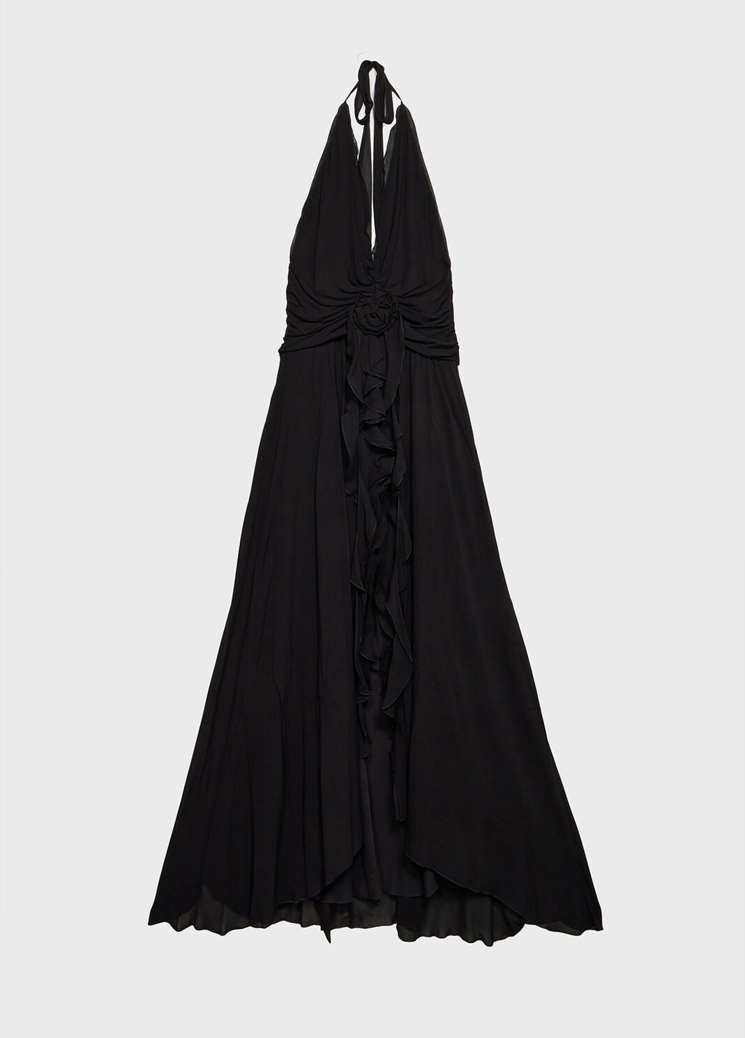 Long viscose georgette dress with rose and ruffles  Blumarine - large image number 4