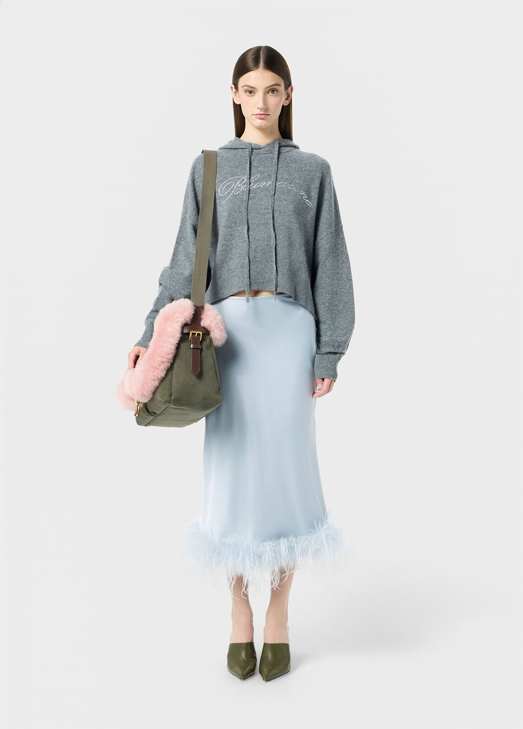 Wool hooded sweater with rhinestone logo  Blumarine - large image number 3