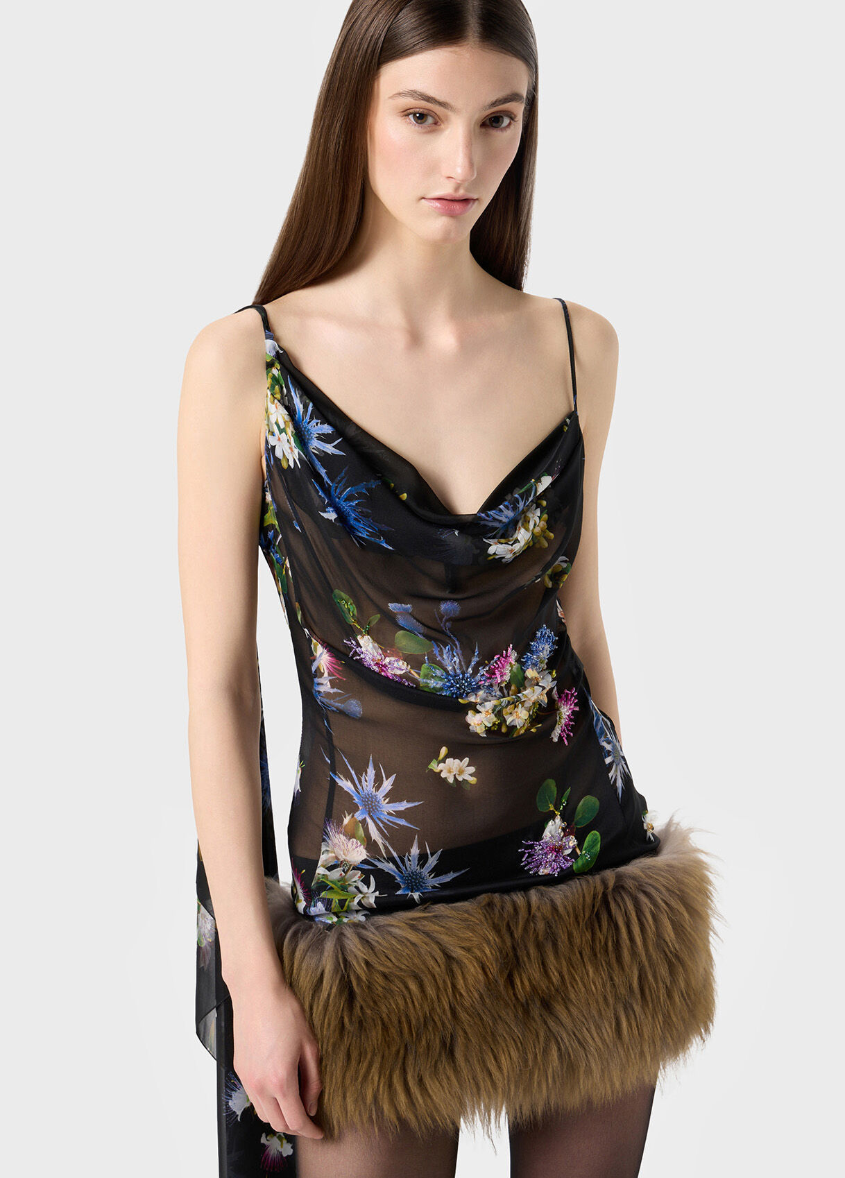 Chiffon dress with fur lining - Blumarine