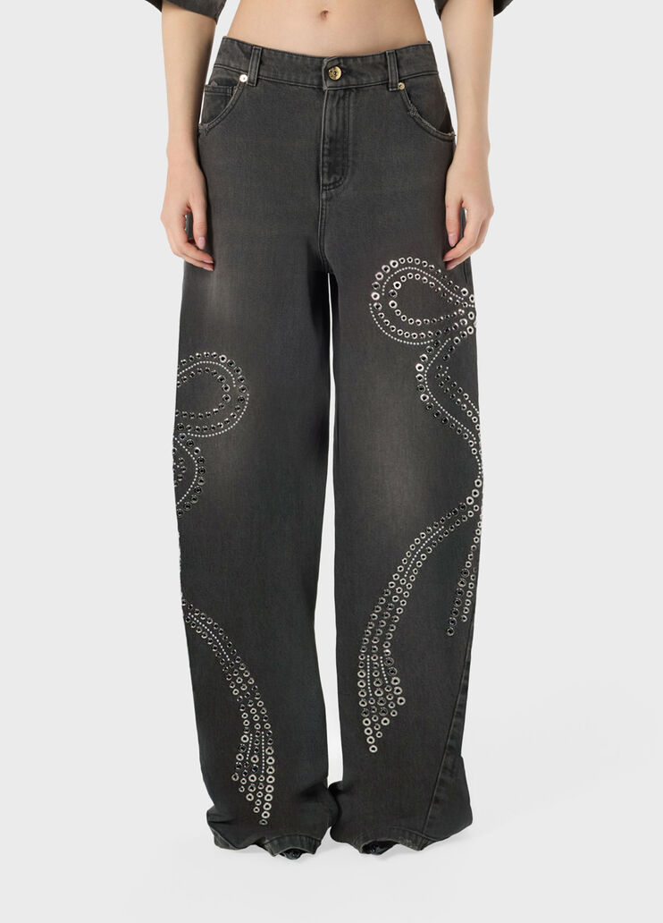 Baggy jeans with stud and eyelet embellishment  Blumarine - medium
