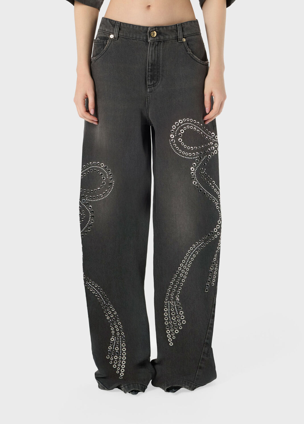 Baggy jeans with stud and eyelet embellishment  Blumarine - large image number 0