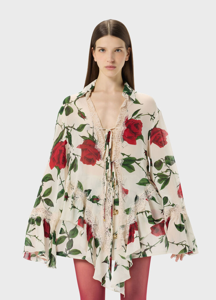 Georgette and lace asymmetrical shirt  Blumarine - medium
