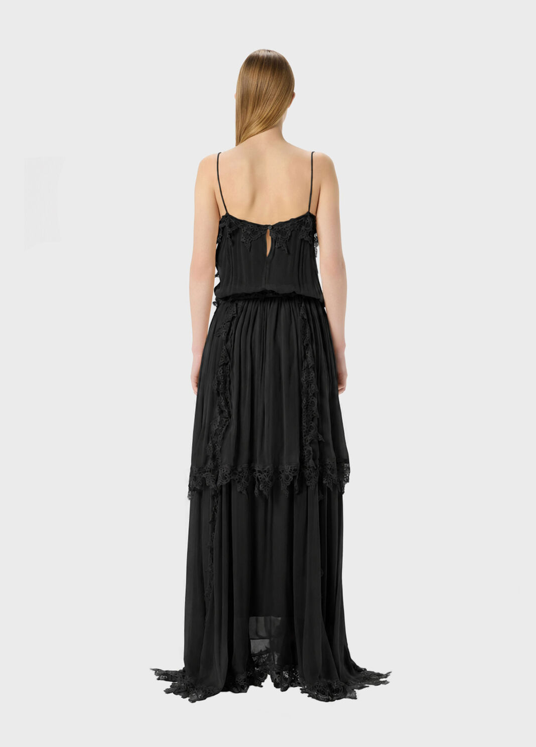 Robe longue en cr&eacute;pon avec dentelle  Blumarine - large image number 1
