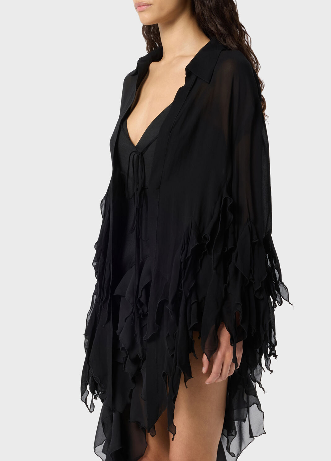 Asymmetric georgette blouse with ruffles  Blumarine - large image number 2