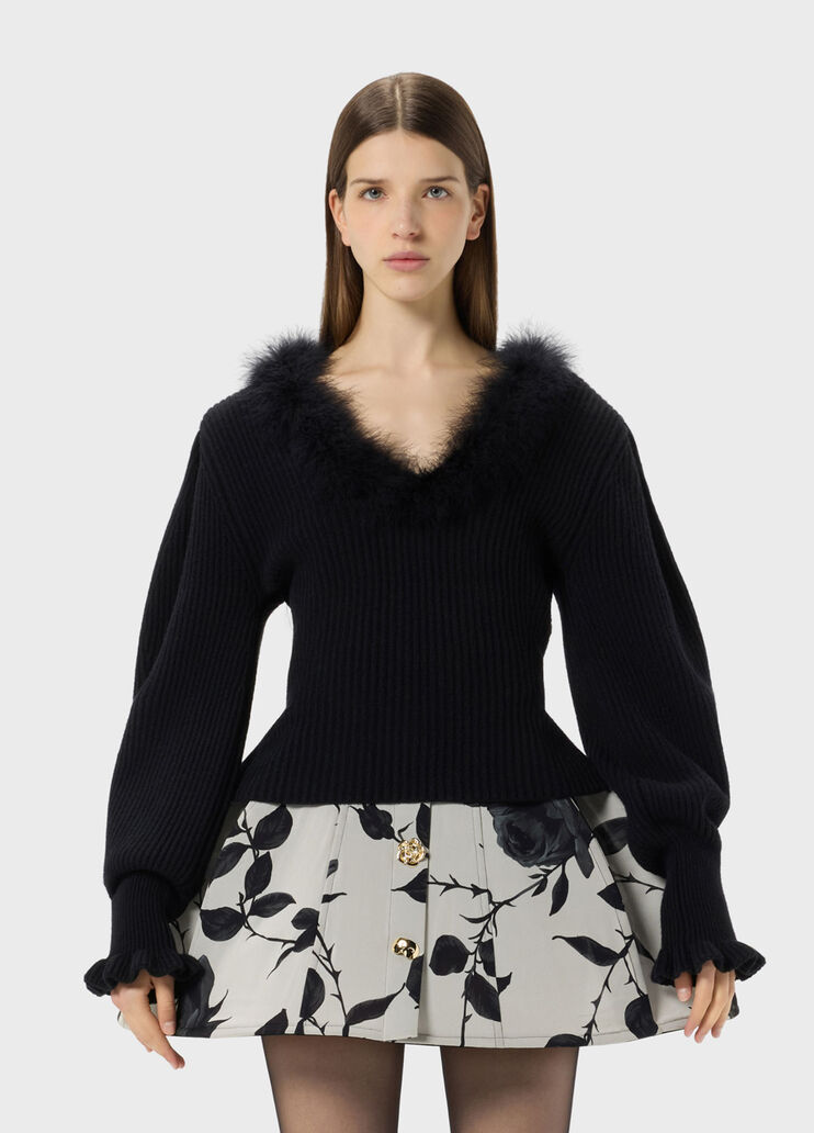 Wool jumper with fur-trimmed neckline  Blumarine - medium