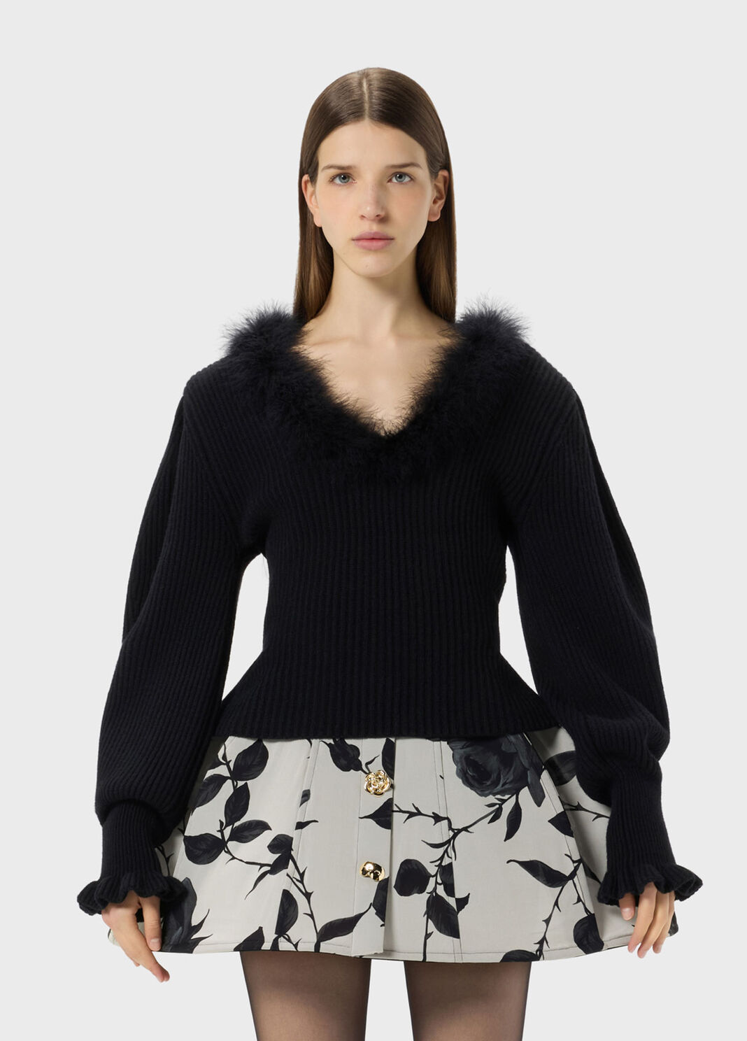 Wool jumper with fur-trimmed neckline  Blumarine - large image number 0