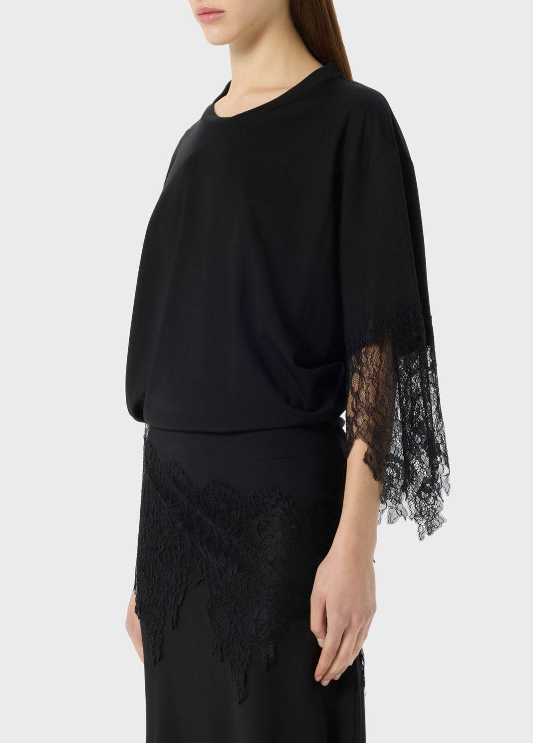 Abito in jersey con balze in pizzo Chantilly  Blumarine - large image number 2