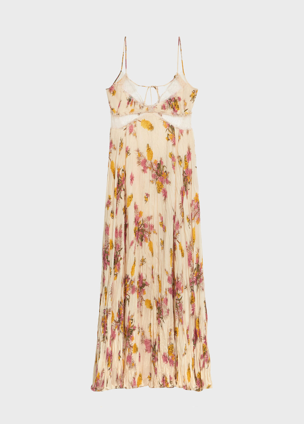 Long pleated georgette dress with print and lace  Blumarine - large image number 4
