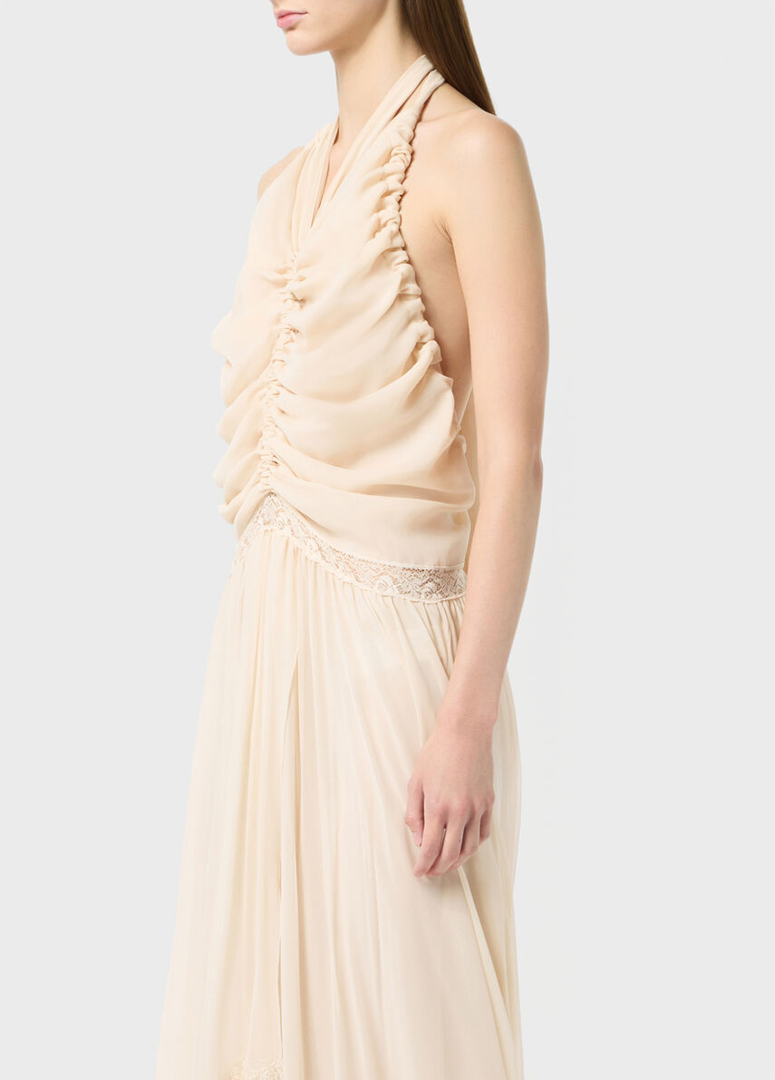 Long georgette dress with gathered detailing - Blumarine