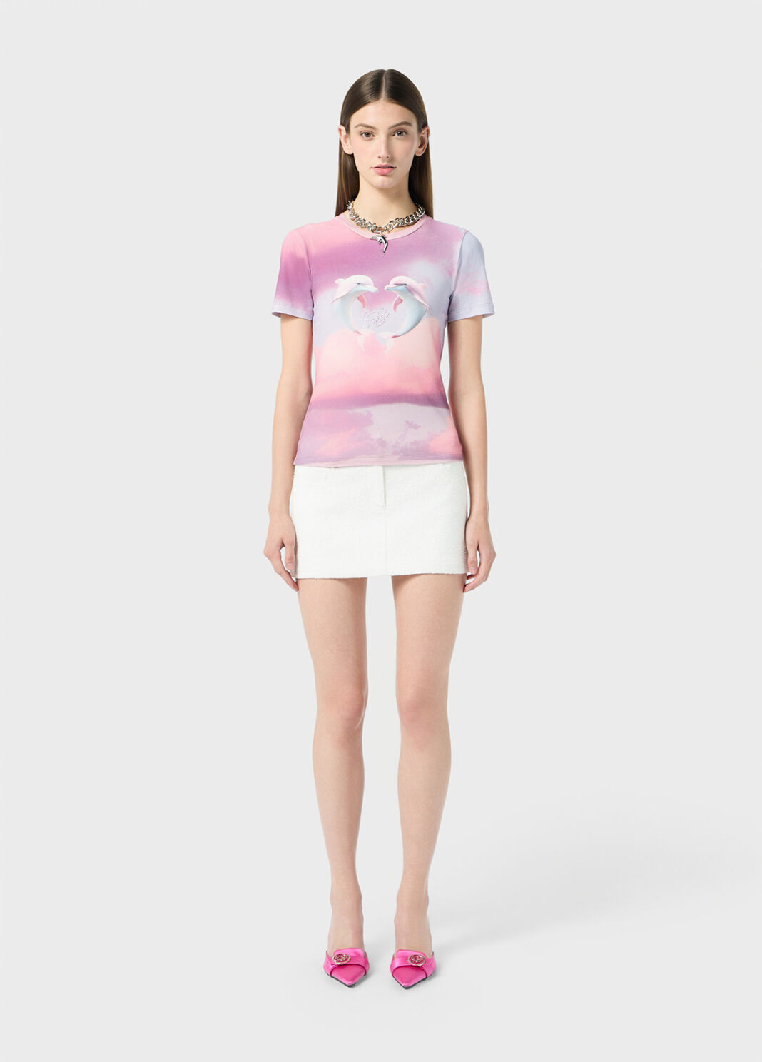 T-shirt in cotone stretch a stampa delfini con ricamo  Blumarine - large image number 3