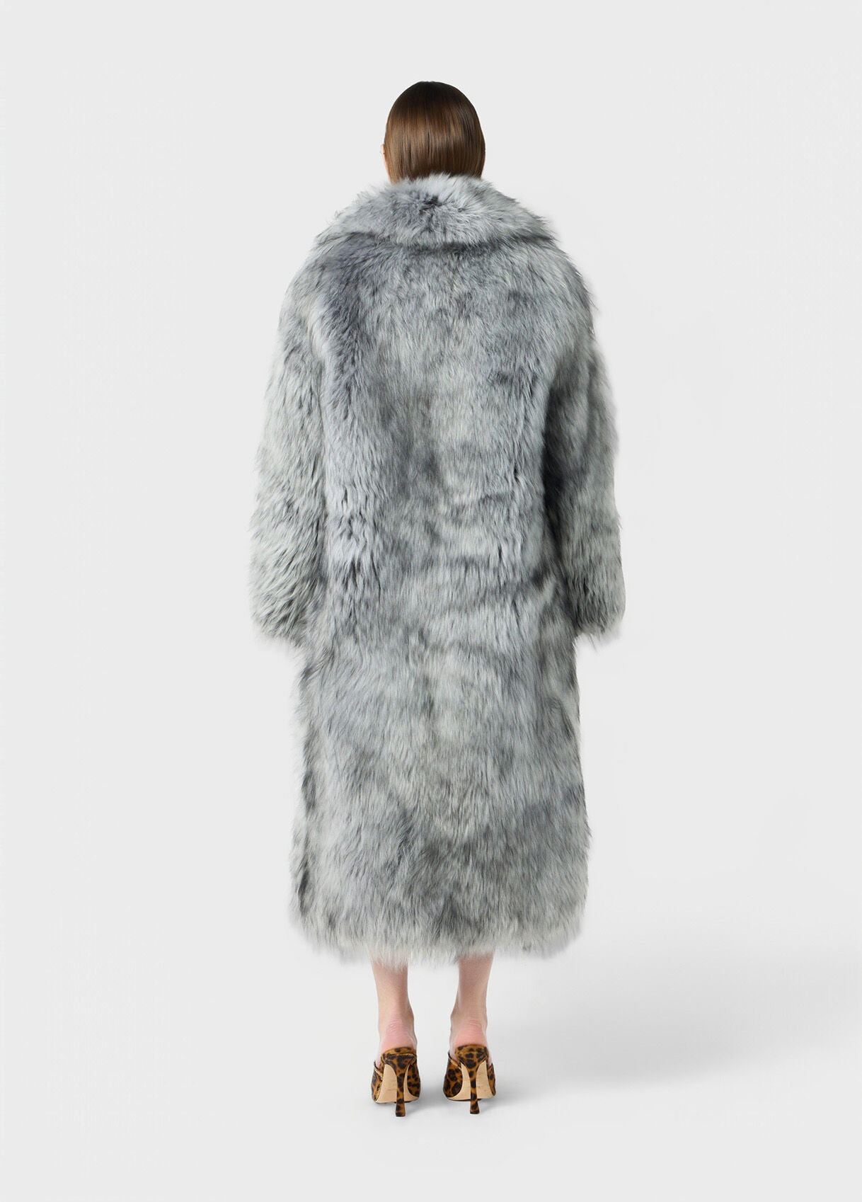 Grey Long fur coat in cashmere goat hair - Blumarine