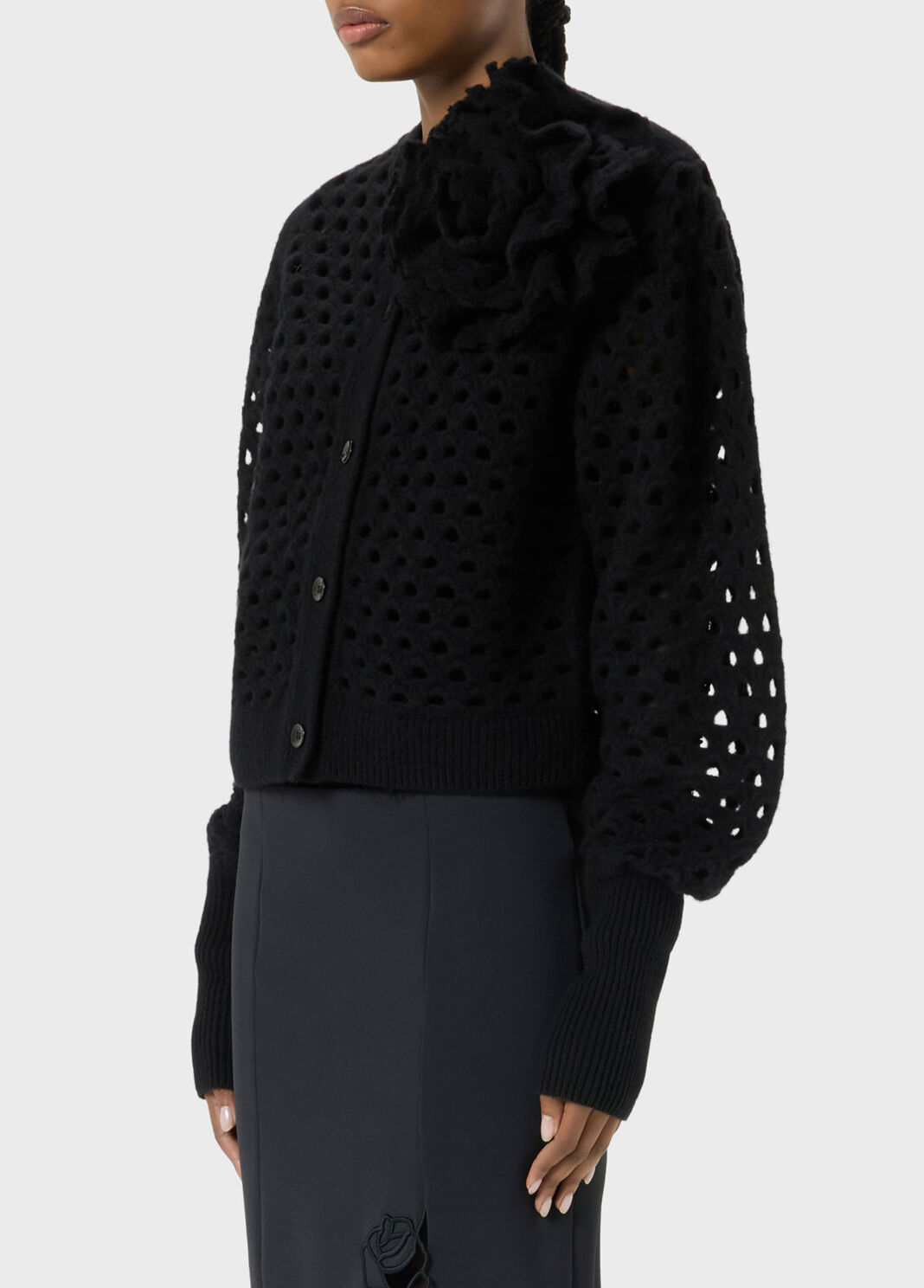 Openwork wool cardigan with 3D rose  Blumarine - large image number 2