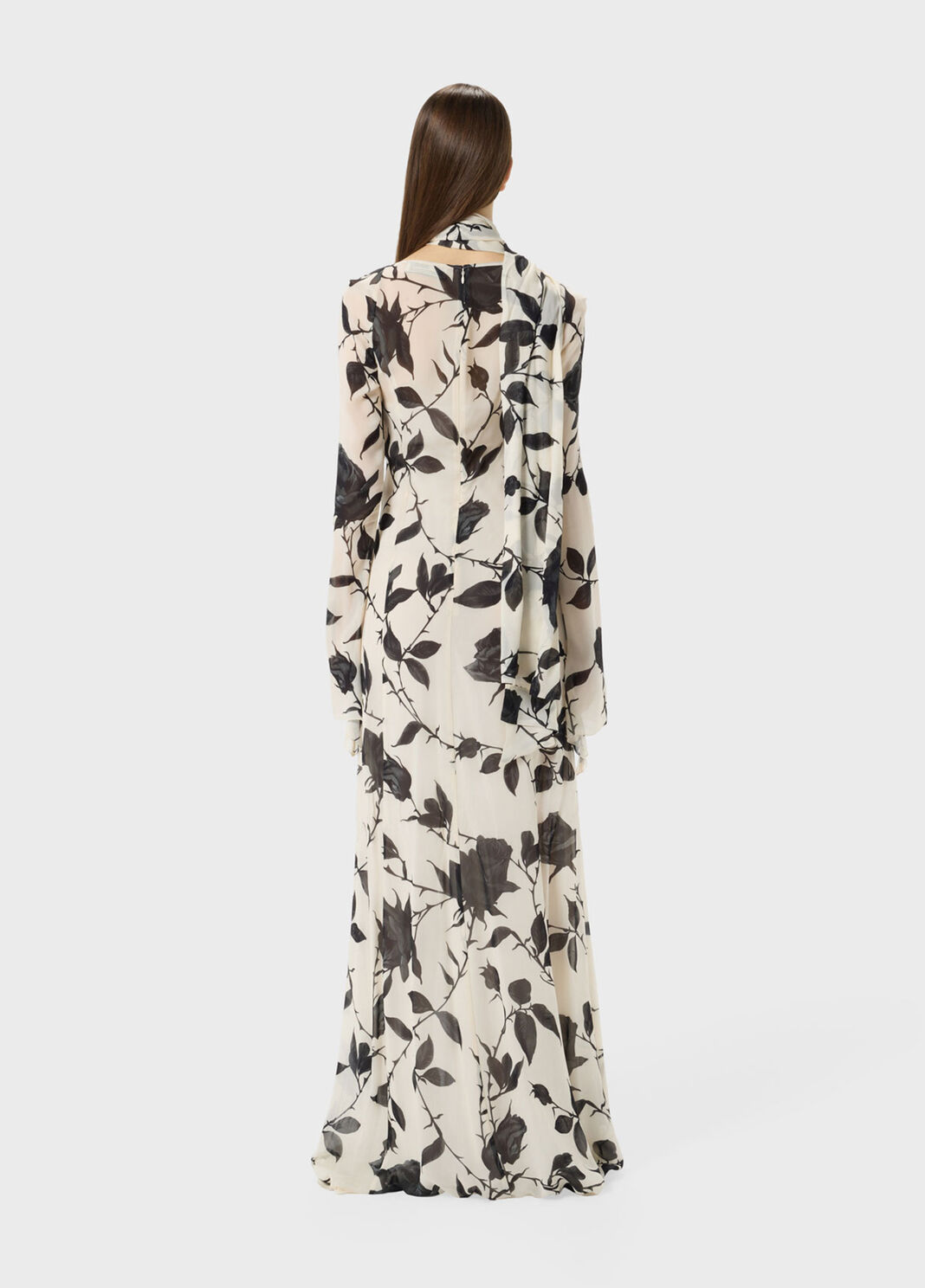 Long georgette dress with rose print  Blumarine - large image number 1